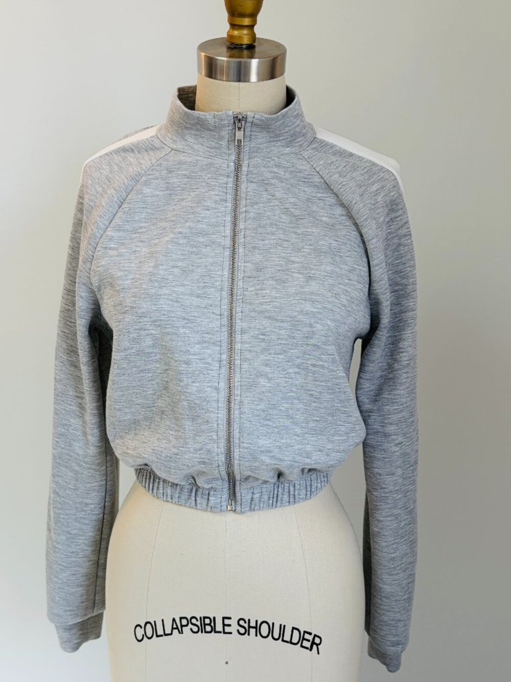 Tinseltown Heather Grey Cropped Zip-Up Track Jacket Stand Collar Size Small NWOT